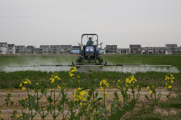 3月19日，在江蘇省海安縣，農(nóng)民駕駛農(nóng)機(jī)在麥田里忙碌。.jpg