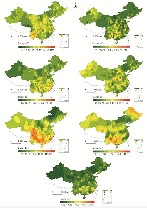 中國農(nóng)田土壤重金屬空間分布特征及污染評價