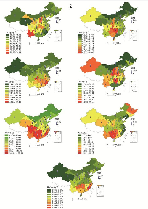 中國農(nóng)田土壤重金屬空間分布特征及污染評價